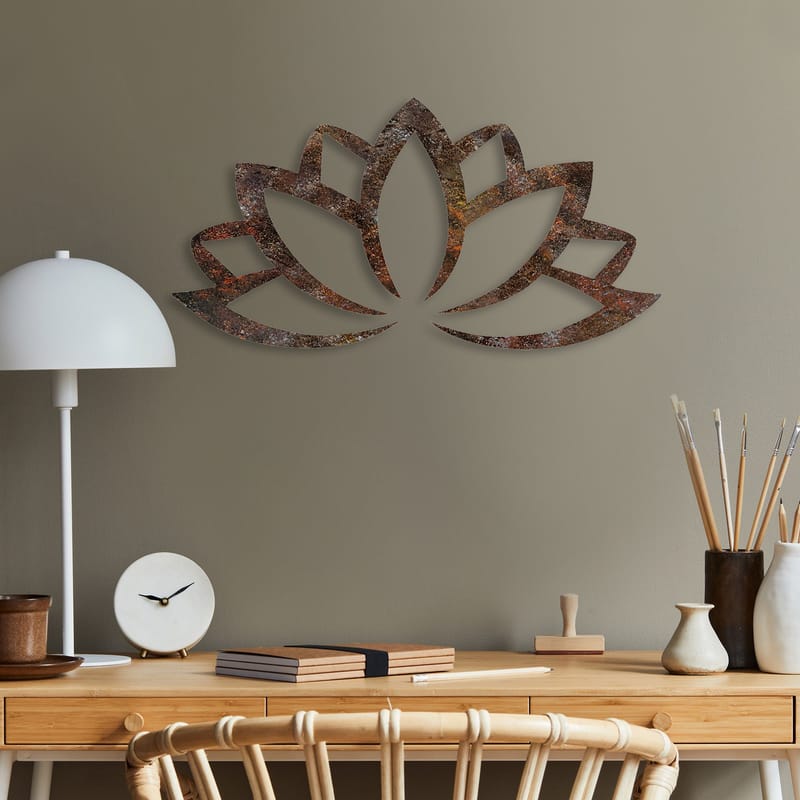 Dekorativt veggtilbehør i metall Wallxpert Rusty Lotus (35 x 60 cm) - Brun - Innredning - Veggdekorasjon - Wallstickers