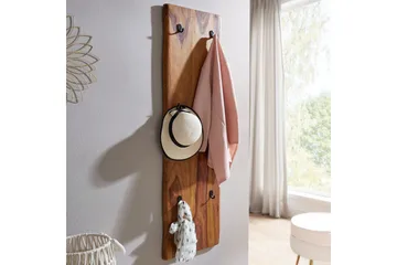 Garderobe Wohnling Vegghengt knaggrekke laget av massivt tre, to-rads krokrekke - Oppbevaring - Klesoppbevaring - Stumtjener - Knagger