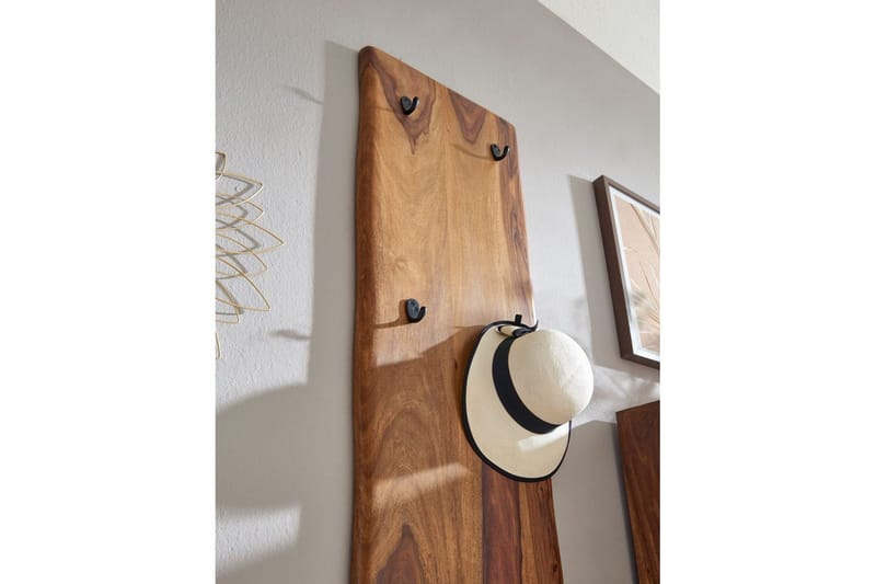 Garderobe Wohnling Vegghengt knaggrekke laget av massivt tre, to-rads krokrekke - Innredning - Veggdekorasjon - Dekorfolie - Flisdekor
