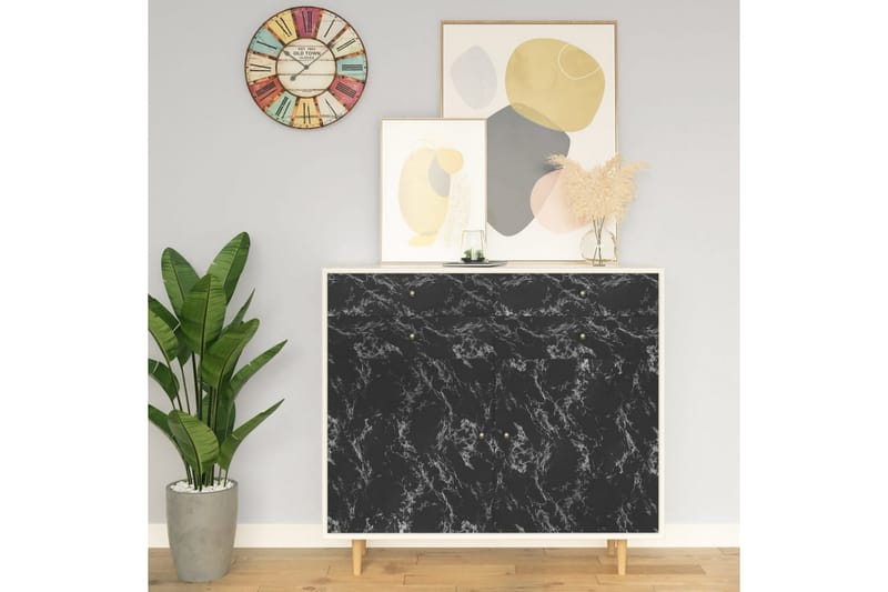 Selvklebende folie til møbler svart stein 500x90 cm PVC - Svart - Innredning - Veggdekorasjon - Dekorfolie - Flisdekor