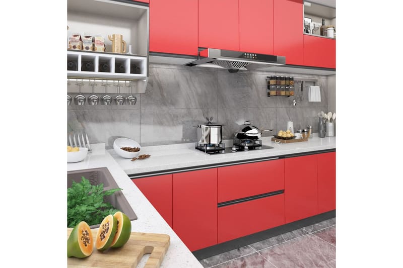 Selvklebende møbelfolier 2 stk 500x90 cm PVC rød - Rød - Innredning - Veggdekorasjon - Dekorfolie - Flisdekor