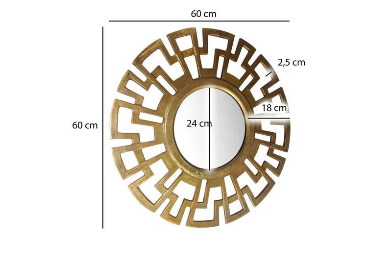 Speil Wohnling Art Deco Rund 60 cm Moderne - Innredning - Veggdekorasjon - Dekorfolie - Flisdekor