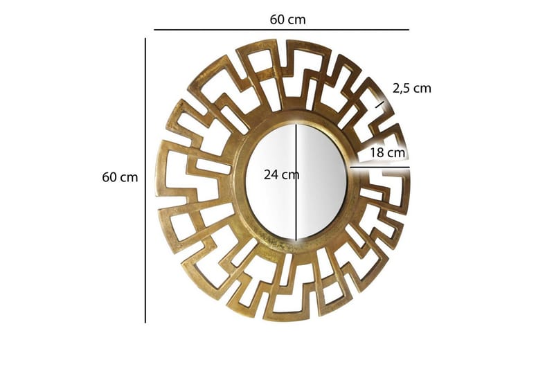 Speil Wohnling Art Deco Rund 60 cm Moderne - Innredning - Speil - Veggspeil