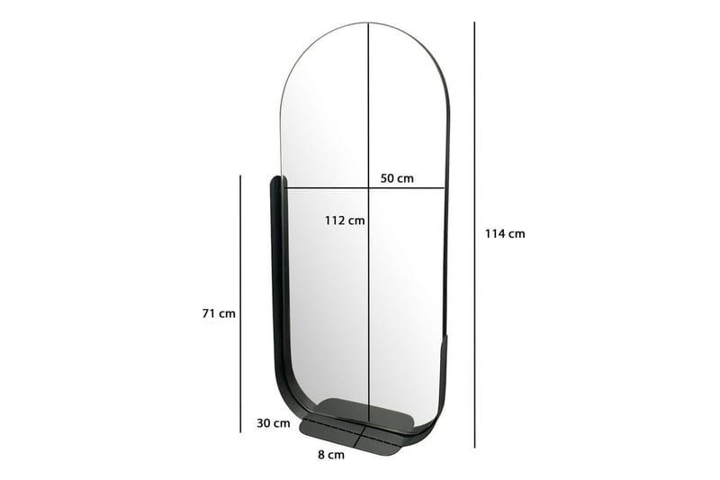 Speil Wohnling Asymmetrisk metallramme oval 90 cm - Innredning - Veggdekorasjon - Dekorfolie - Flisdekor