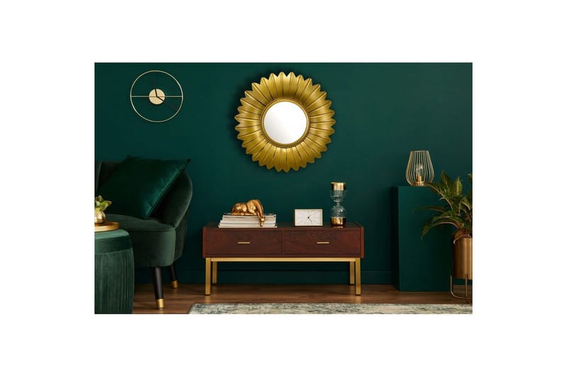 Speil Wohnling Blomst Stil Metallramme Rund 60 cm - Innredning - Veggdekorasjon - Dekorfolie - Flisdekor