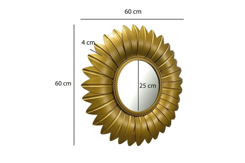 Speil Wohnling Blomst Stil Metallramme Rund 60 cm - Innredning - Veggdekorasjon - Dekorfolie - Flisdekor