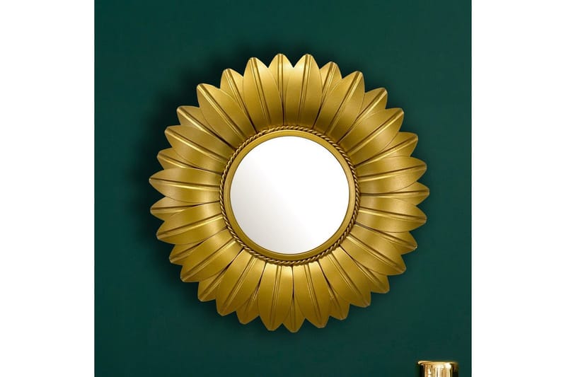 Speil Wohnling Blomst Stil Metallramme Rund 60 cm - Innredning - Veggdekorasjon - Dekorfolie - Flisdekor