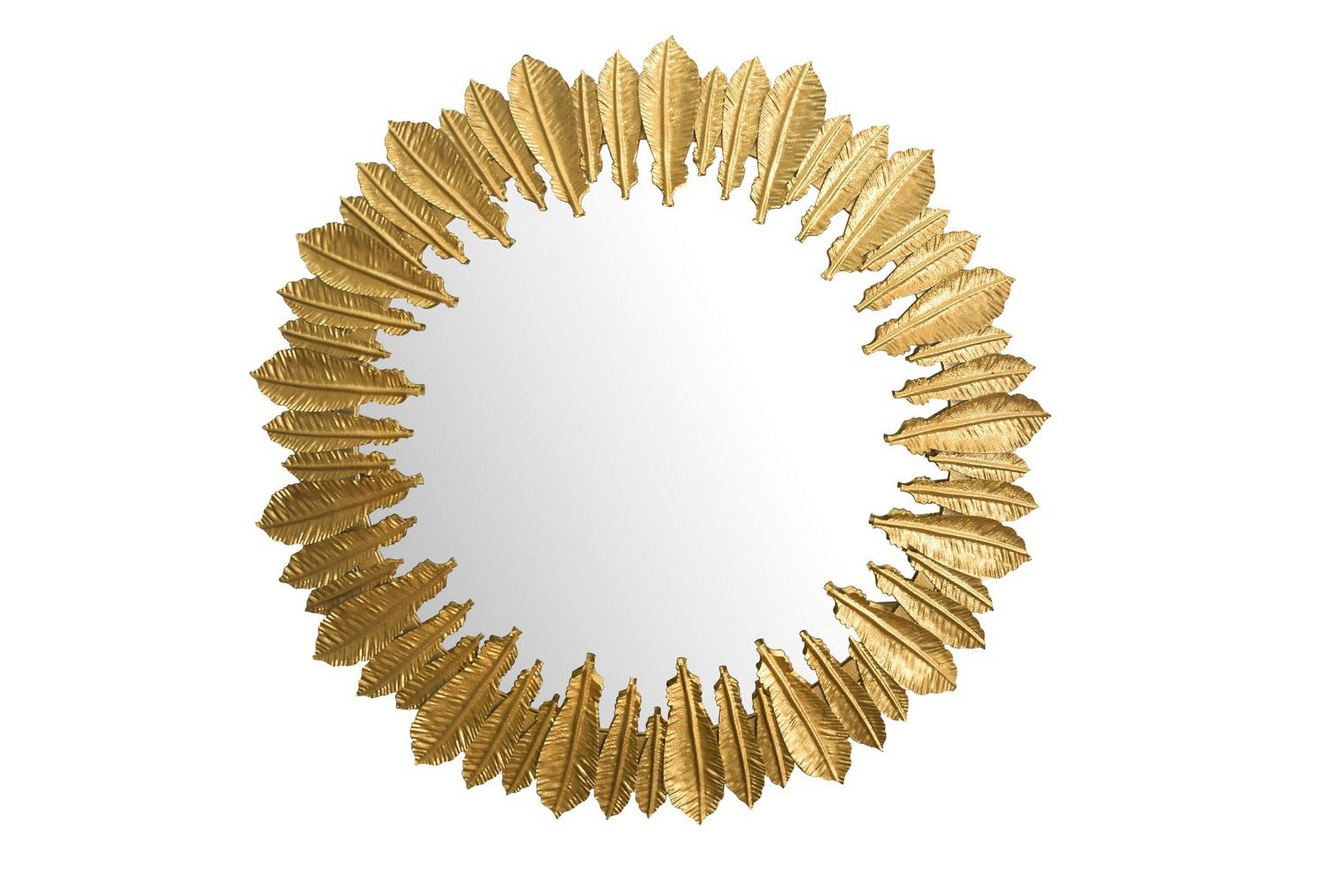 Speil Wohnling Fjær Metallramme Rund 68 cm Moderne - Innredning - Veggdekorasjon - Dekorfolie - Flisdekor