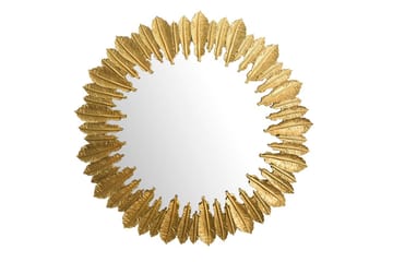 Speil Wohnling Fjær Metallramme Rund 68 cm Moderne - Innredning - Veggdekorasjon - Dekorfolie - Flisdekor