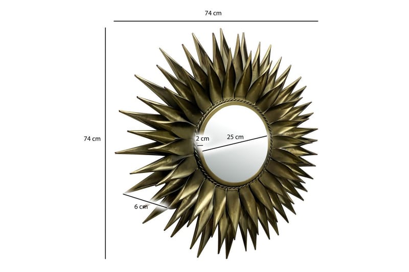 Speil Wohnling Solstil Metallramme Rund 60 cm - Innredning - Veggdekorasjon - Dekorfolie - Flisdekor