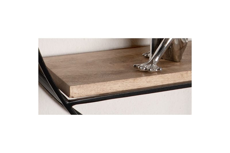 Vegghylle Wohnling Rundt heltre med metallramme veggmontert industrielt - Oppbevaring - Hyller - Vegghylle