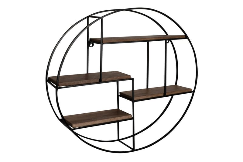 Vegghylle Wohnling Rundt heltre med metallramme veggmontert industrielt - Oppbevaring - Hyller - Vegghylle