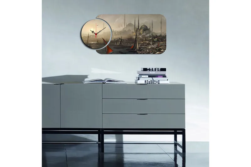 2-Deler - Flerfarget - Innredning - Veggdekorasjon - Veggklokke