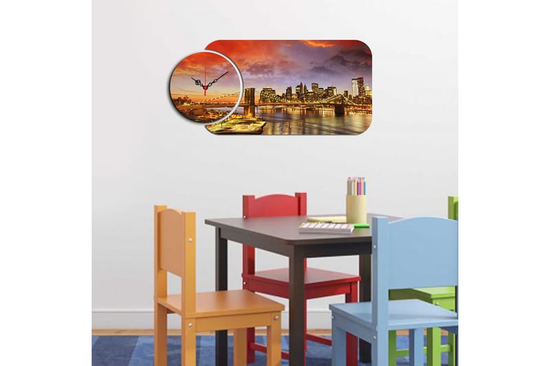 2-Deler - Flerfarget - Innredning - Veggdekorasjon - Veggklokke