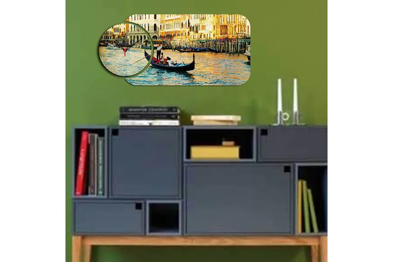 2-Deler - Flerfarget - Innredning - Veggdekorasjon - Veggklokke