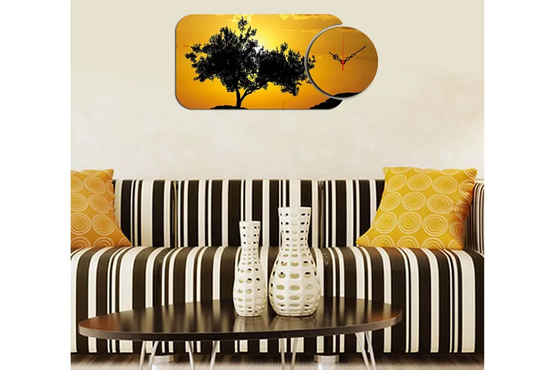 2-Deler - Flerfarget - Innredning - Veggdekorasjon - Veggklokke