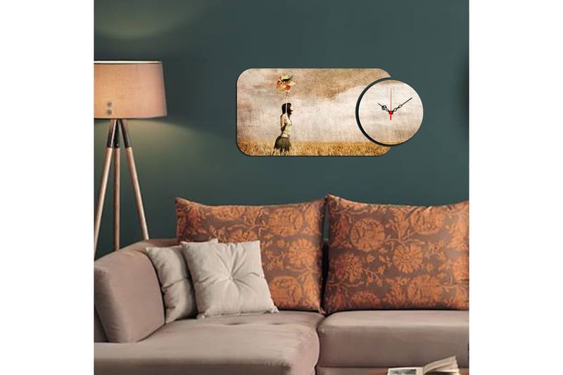 2-Deler - Flerfarget - Innredning - Veggdekorasjon - Veggklokke