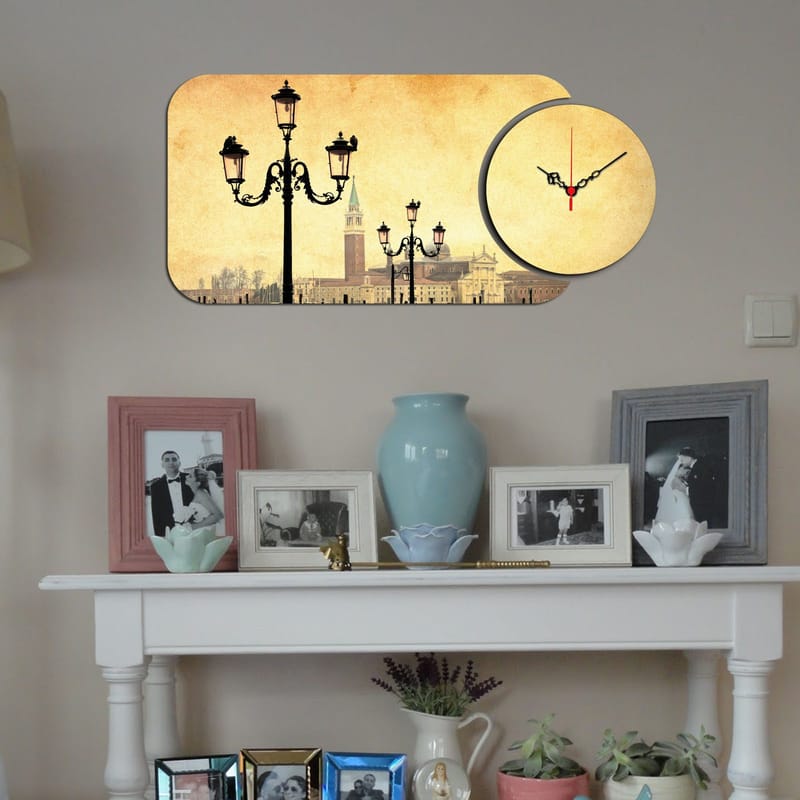 2-Deler - Flerfarget - Innredning - Veggdekorasjon - Veggklokke