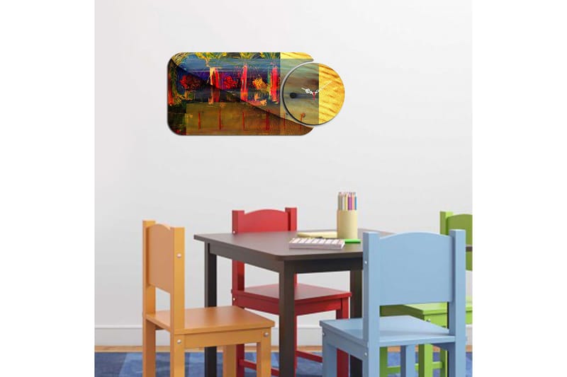 2-Deler - Flerfarget - Innredning - Veggdekorasjon - Veggklokke