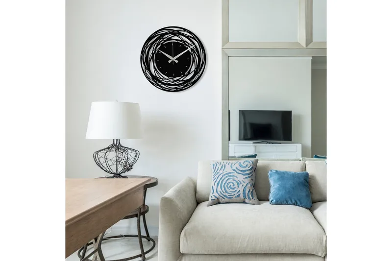 Achterdis Veggklokke Abstrakt - Svart - Innredning - Veggdekorasjon - Veggklokke