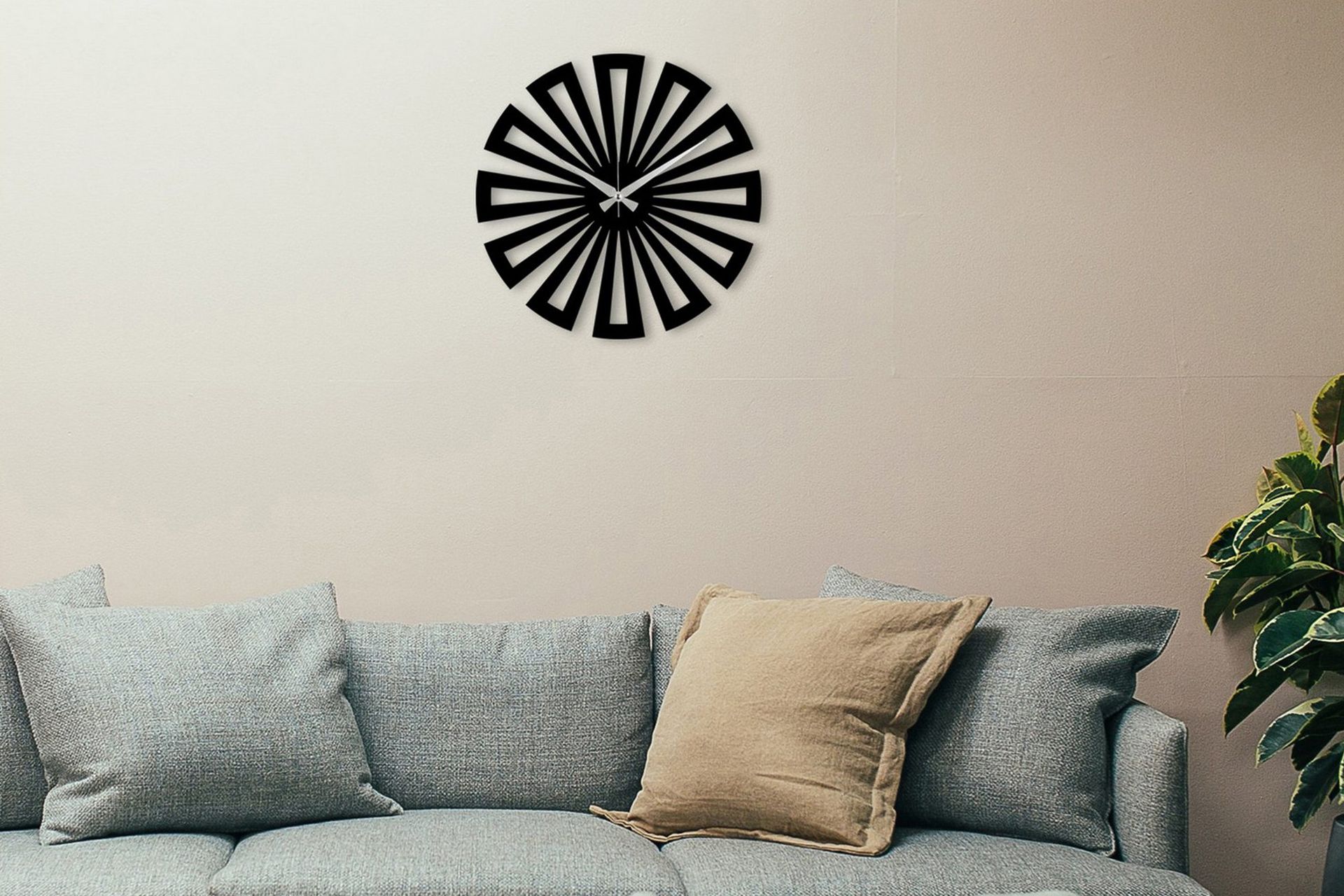 Achterdis Veggklokke Firekantet Mønster - Svart