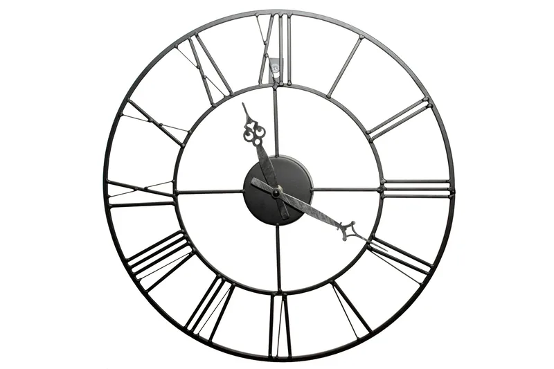Black Metal Klokke, 40x40 cm