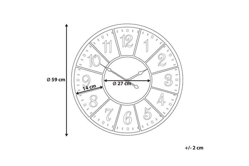 Boswil Veggklokke 59 cm - Flerfarget - Dekorasjon - Veggklokke