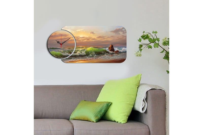 Decorative MDF Clock (2 Pieces) 68x32 - Innredning - Veggdekorasjon - Veggklokke