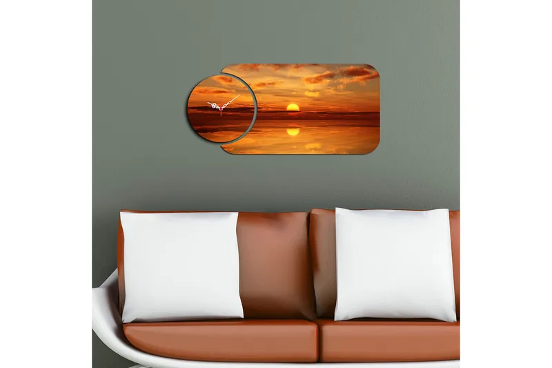 Decorative MDF Clock (2 Pieces) 68x32 - Innredning - Veggdekorasjon - Veggklokke