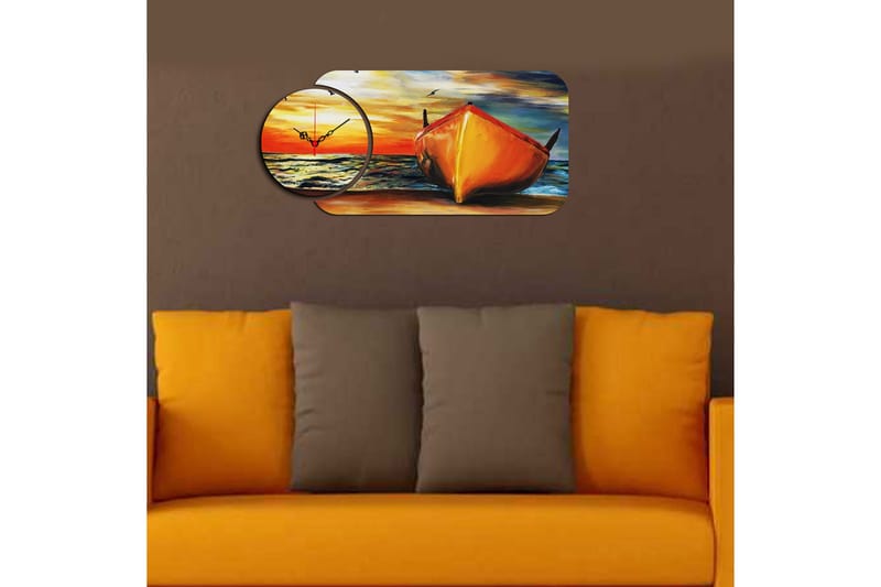 Decorative MDF Clock (2 Pieces) 68x32 - Innredning - Veggdekorasjon - Veggklokke