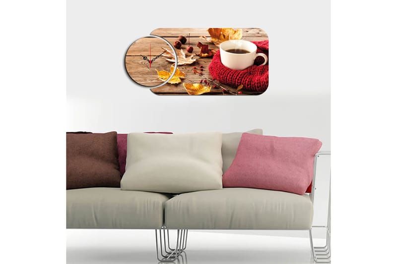 Decorative MDF Clock (2 Pieces) 68x32 - Innredning - Veggdekorasjon - Veggklokke