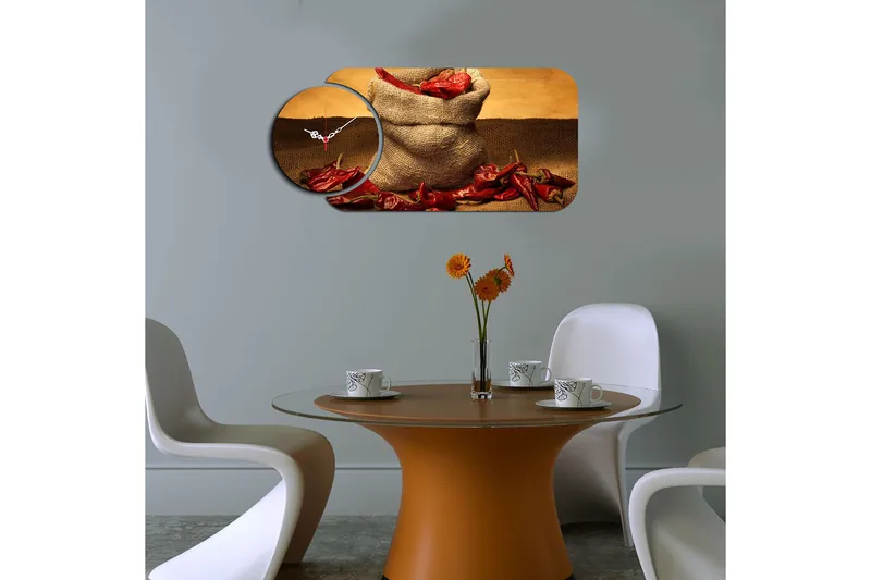 Decorative MDF Clock (2 Pieces) 68x32 - Innredning - Veggdekorasjon - Veggklokke