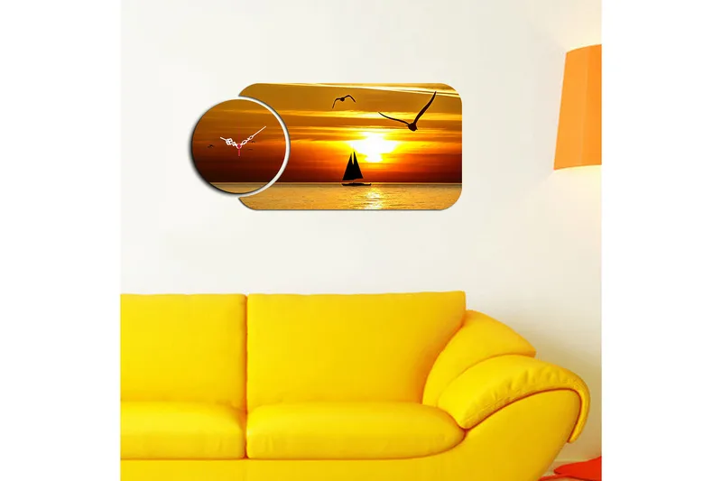 Decorative MDF Clock (2 Pieces) 68x32 - Innredning - Veggdekorasjon - Veggklokke