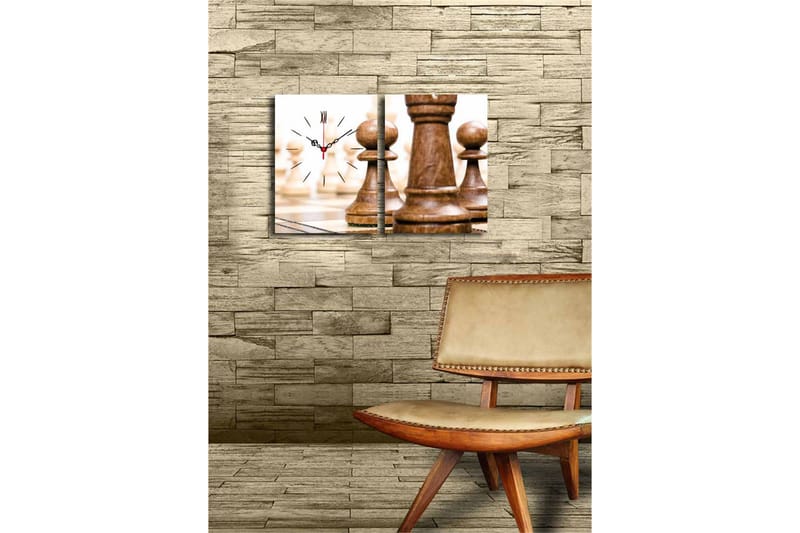 Dekorativ Canvasbilde med Klokke 2 Deler - Flerfarget - Innredning - Veggdekorasjon - Veggklokke