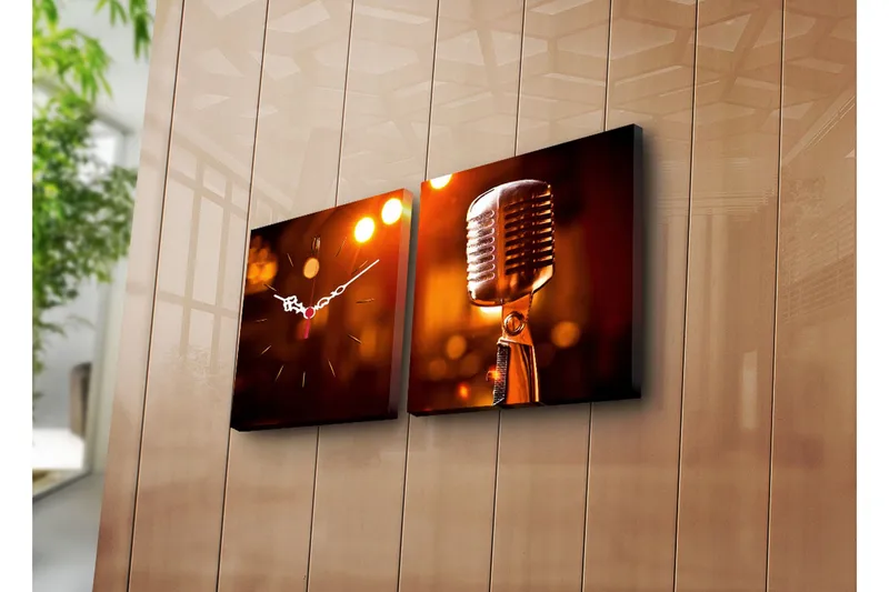 Dekorativ Canvasbilde med Klokke 2 Deler, Flerfarget