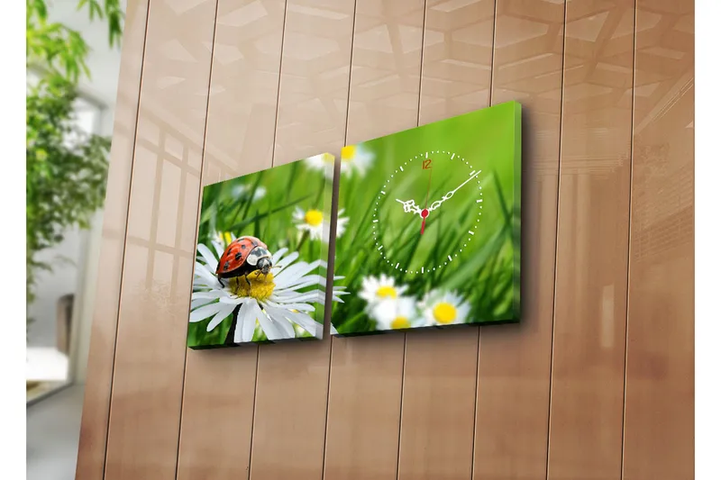 Dekorativ Canvasbilde med Klokke 2 Deler, Flerfarget