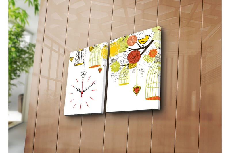 Dekorativ Canvasbilde med Klokke 2 Deler, Flerfarget