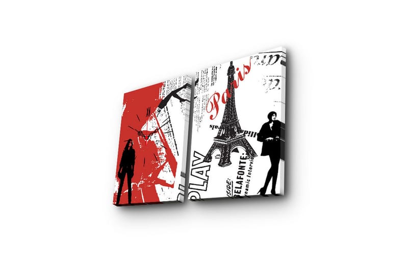 Dekorativ Canvasbilde med Klokke 2 Deler - Flerfarget - Innredning - Veggdekorasjon - Veggklokke