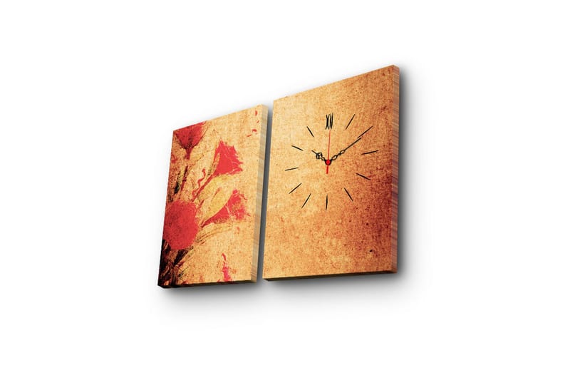 Dekorativ Canvasbilde med Klokke 2 Deler - Flerfarget - Innredning - Veggdekorasjon - Veggklokke