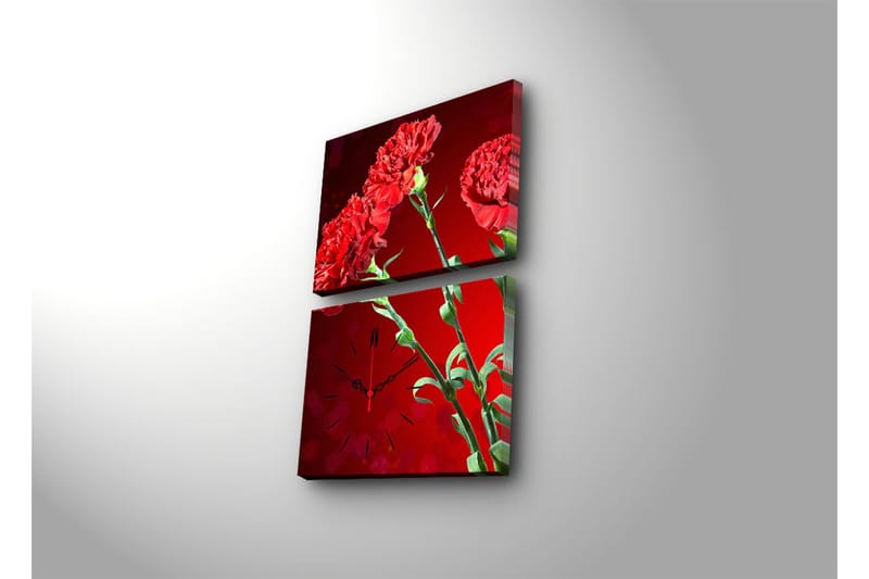 Dekorativ Canvasbilde med Klokke 2 Deler - Flerfarget - Innredning - Veggdekorasjon - Veggklokke