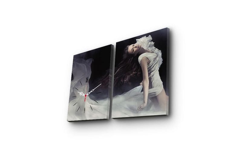 Dekorativ Canvasbilde med Klokke 2 Deler - Flerfarget - Innredning - Veggdekorasjon - Veggklokke