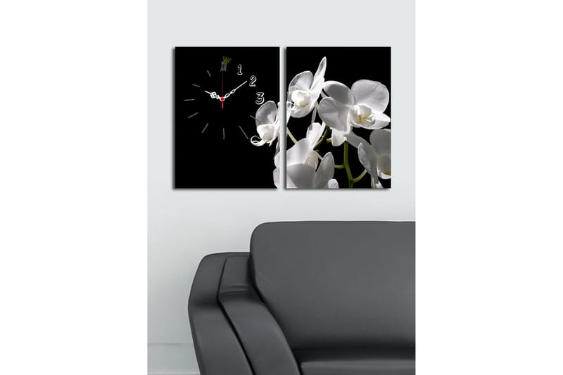 Dekorativ Canvasbilde med Klokke 2 Deler - Flerfarget - Innredning - Veggdekorasjon - Veggklokke