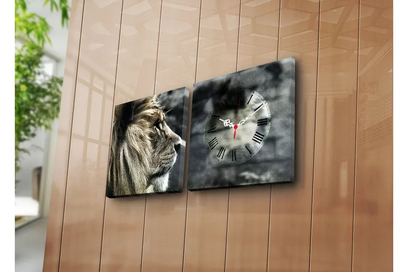 Dekorativ Canvasbilde med Klokke 2 Deler, Flerfarget