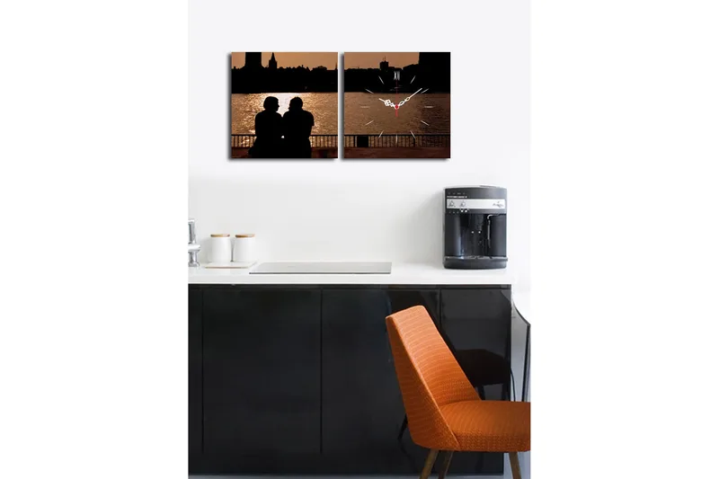 Dekorativ Canvasbilde med Klokke 2 Deler - Flerfarget - Innredning - Veggdekorasjon - Veggklokke