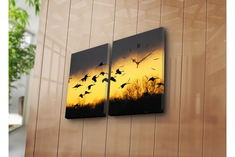 Dekorativ Canvasbilde med Klokke 2 Deler, Flerfarget