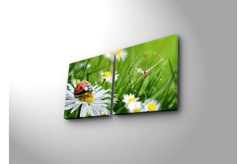 Dekorativ Canvasbilde med Klokke 2 Deler - Flerfarget - Innredning - Veggdekorasjon - Veggklokke