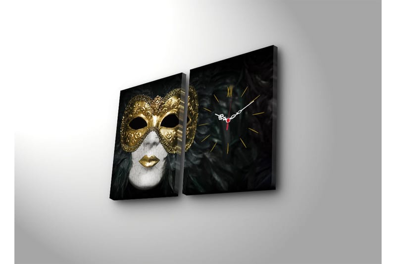 Dekorativ Canvasbilde med Klokke 2 Deler - Flerfarget - Innredning - Veggdekorasjon - Veggklokke