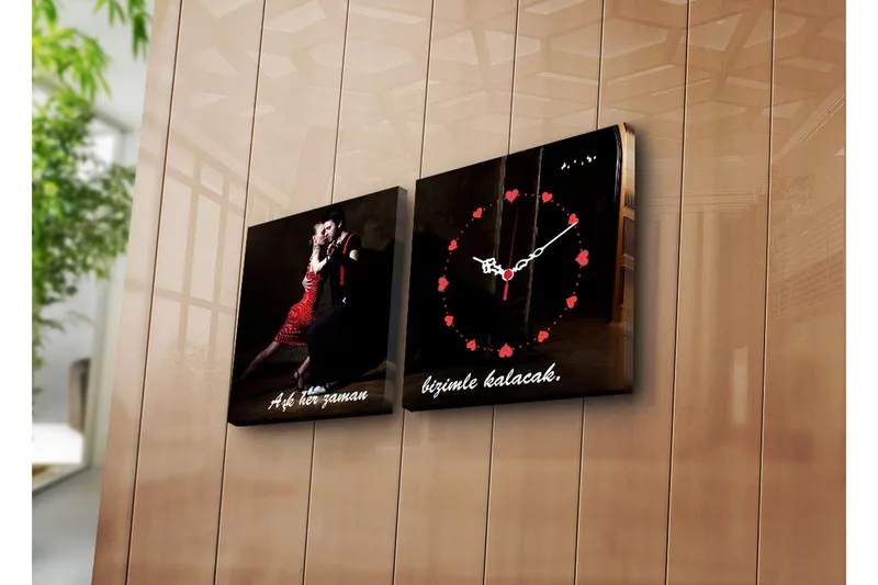 Dekorativ Canvasbilde med Klokke 2 Deler, Flerfarget