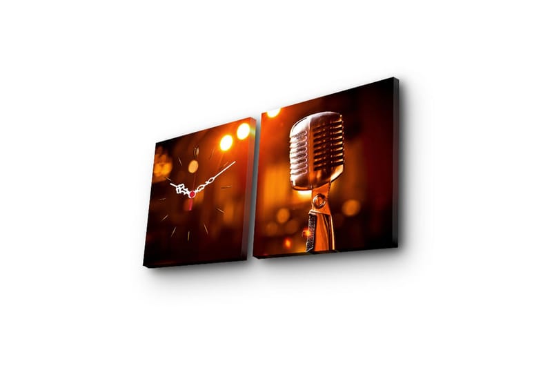 Dekorativ Canvasbilde med Klokke 2 Deler - Flerfarget - Innredning - Veggdekorasjon - Veggklokke