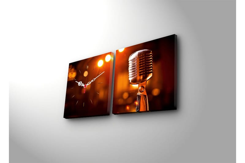 Dekorativ Canvasbilde med Klokke 2 Deler - Flerfarget - Innredning - Veggdekorasjon - Veggklokke